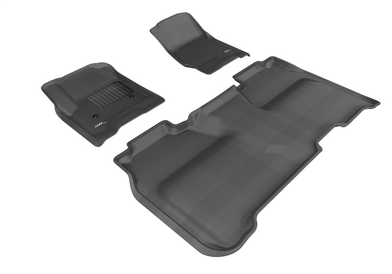 3D MAXpider 2014-2019 GMC Sierra Crew Cab Kagu 1st & 2nd Row Floormats - Black