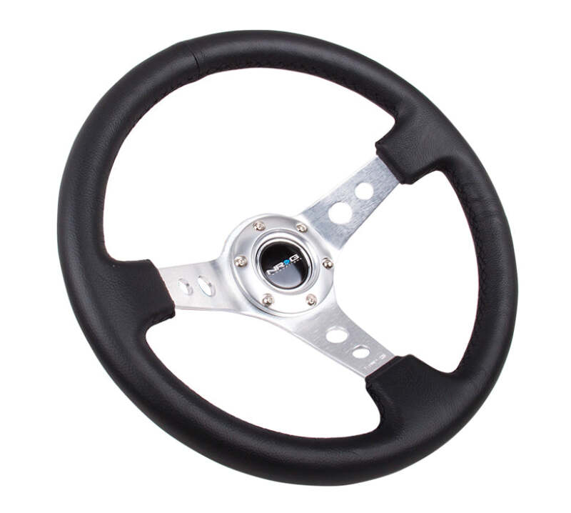 NRG RST-006BK-WT-B Reinforced 350 mm Steering Wheel 75 mm Dish White Leather