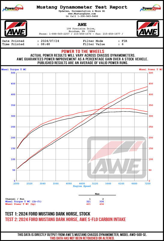 AWE 24-26 Ford S650 Mustang GT/Dark Horse S-FLO Carbon Intake