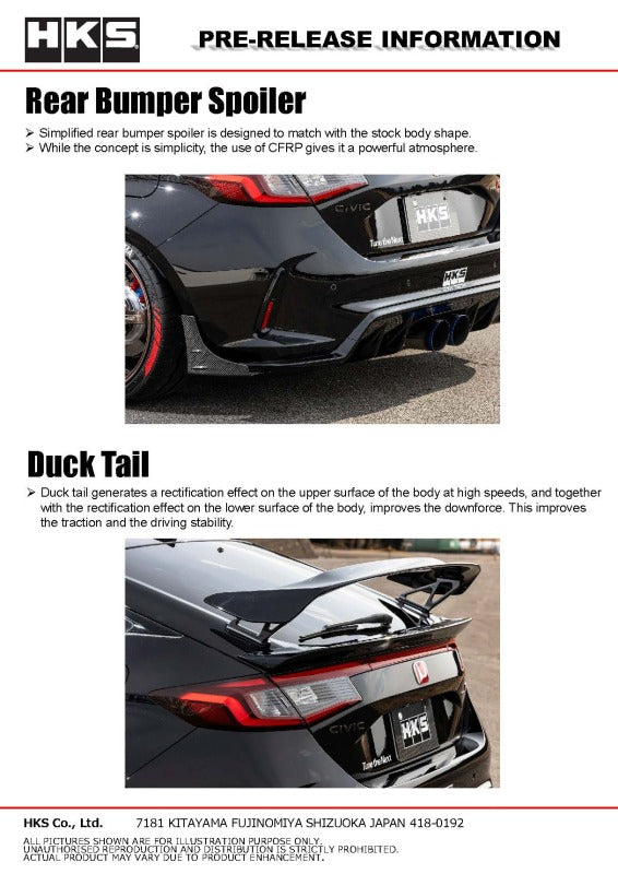 HKS 53004-AH003 TYPE-S Rear Spoiler for 2023-2025 Honda Civic Type R FL5