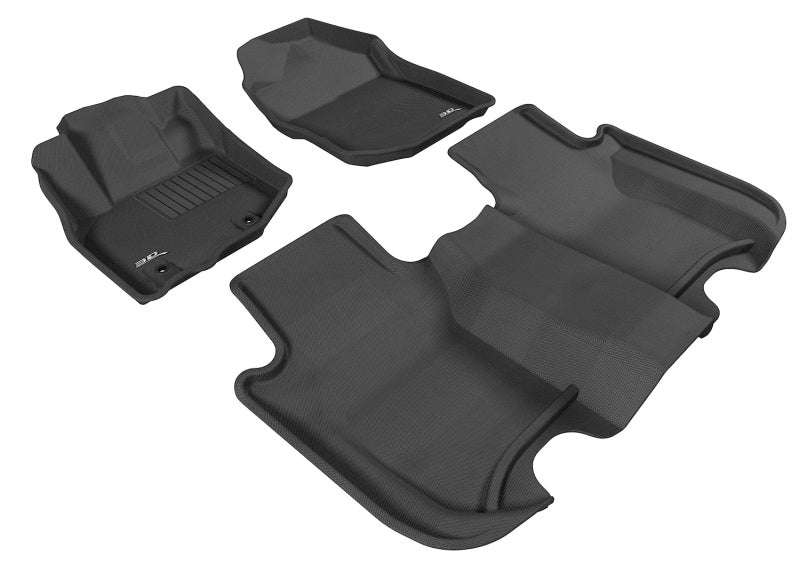 3D MAXpider 2009-2013 Honda Fit Kagu 1st &amp; 2nd Row Floormats - Black