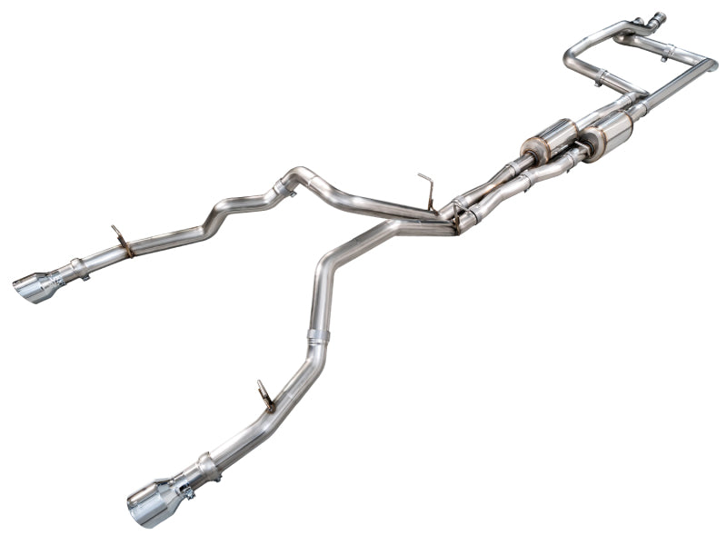 AWE Tuning 2025+ RAM 1500 RHO 3.0 I6 TT 0FG Dual Rear Exit Catback Exhaust - Chrome Silver Tips