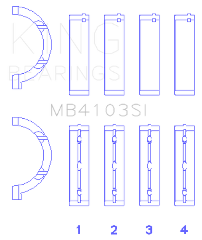 King Engine Bearings Chrysler 197 (Size .026) Crankshaft Main Bearings (Set of 4)