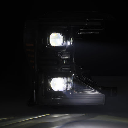 AlphaRex 20-22 Ford F-250/350/450 SD LUXX-Series LED Proj Headlights Alpha-Bk w/Acv Light SS &amp; SBDRL