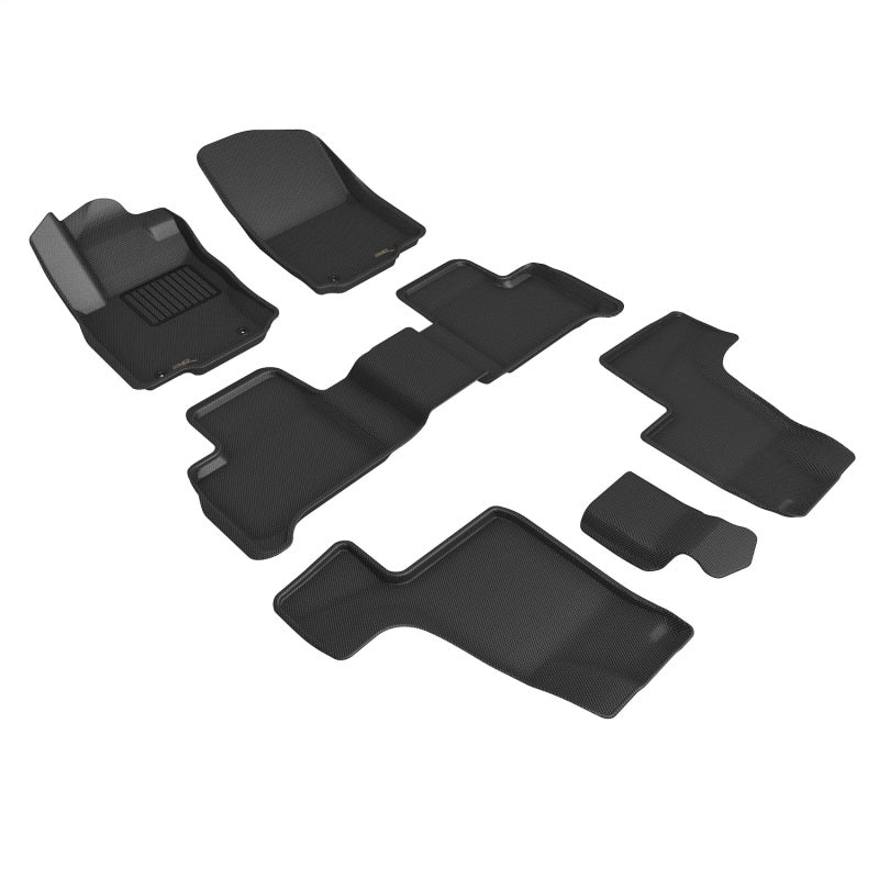 3D MAXpider 20132018 Mercedes-Benz GLS-Class/GL-Class Kagu 1st &amp; 2nd &amp; 3rd Row Floormats - Black