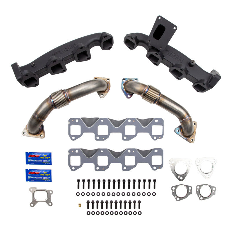 Wehrli 17-24 Chevrolet Duramax Billet Exhaust Manifold &amp; Stainless Up Pipe Kit w/ Gaskets &amp; Hardware