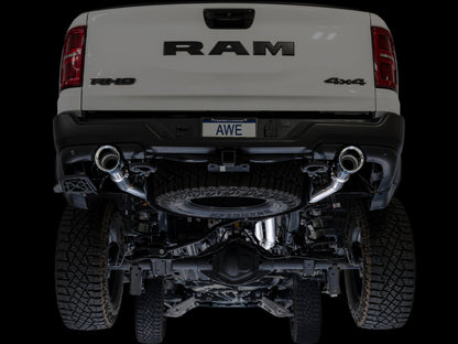 AWE Tuning 2025+ RAM 1500 RHO 3.0 I6 TT 0FG Dual Rear Exit Catback Exhaust - Chrome Silver Tips