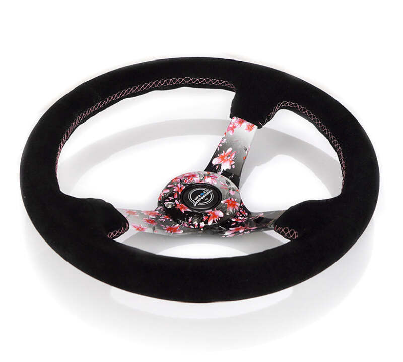 NRG RST-036SAK-S 350mm 3"DeepDish Sakura Hydro-Dipped Black Suede Steering Wheel