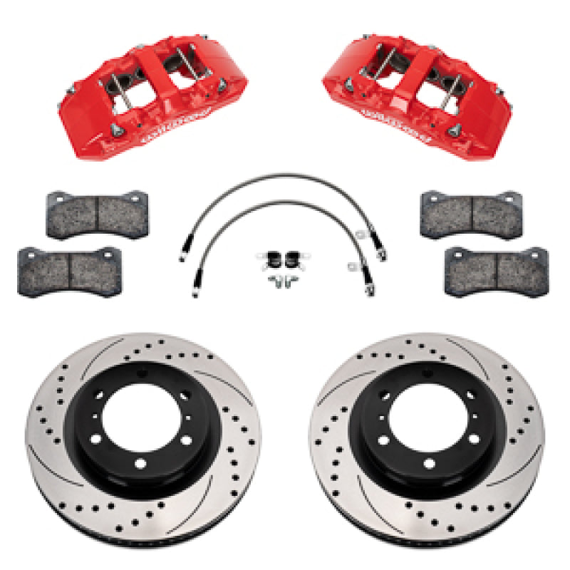 Wilwood 140-18381-DR AERO6-DM Front Brake Kit Red for 24-25 Tacoma