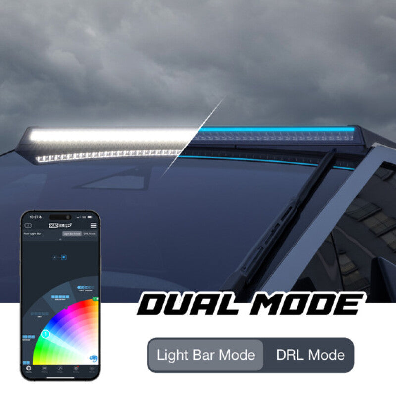 XK Glow Tesla Cybertruck XKmax 50in Roof LED Off-Road Light Bar w/ RGBW Chasing DRL &amp; App Control