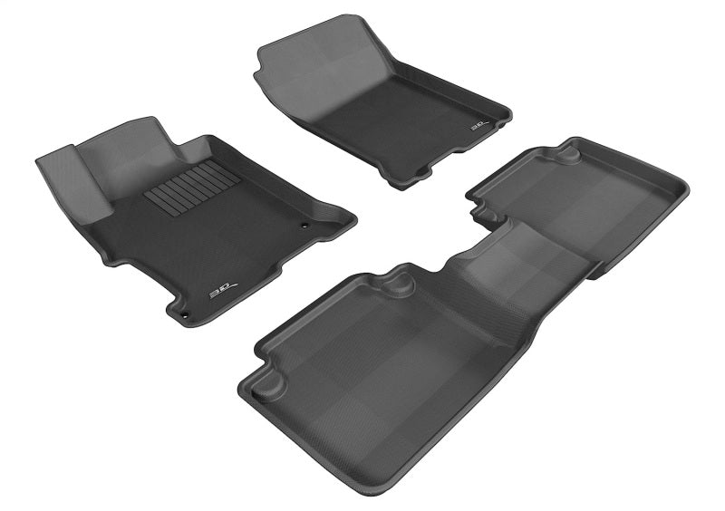 3D MAXpider 2013-2017 Honda Accord Sedan Kagu 1st &amp; 2nd Row Floormats - Black