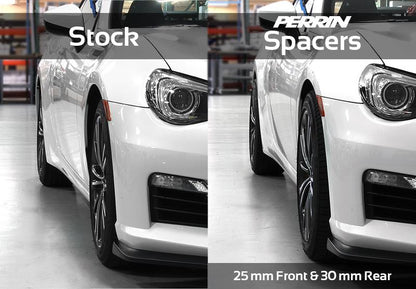 PERRIN 02-14 Subaru WRX / 2004 STI / 13-25 BRZ &amp; Toyota GR86 25mm Wheel Spacers 5x100 56mm CB - Pair