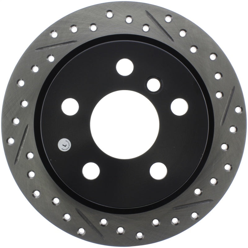 StopTech 14-15 Mini Cooper Base Slotted &amp; Drilled Rear Left Rotor