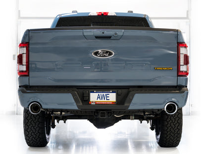 AWE Tuning 2021+ Ford F150 Tremor w/ Bumper Cutouts 0FG Non-Resonated Catback w/ Chrome Silver Tips