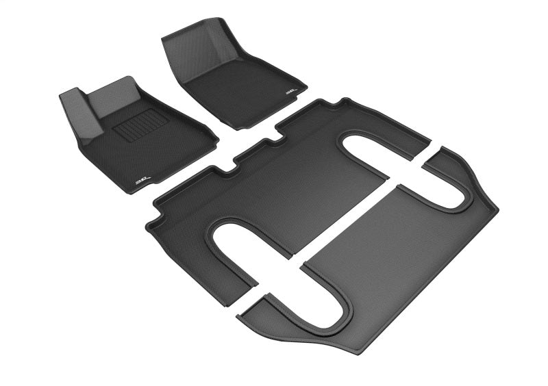 3D MAXpider 2016-2020 Tesla Model X 6-Seats Kagu 1st &amp; 2nd &amp; 3rd Row Floormats - Black