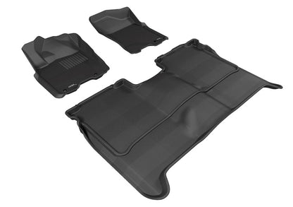 3D MAXpider 2009-2015 Nissan Titan Crew Cab Kagu 1st &amp; 2nd Row Floormats - Black