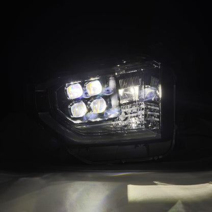AlphaRex 14-21 Toyota Tundra NOVA-Series LED Proj Headlights Alpha-Blk w/Actv Light &amp; Seq. Sig + DRL