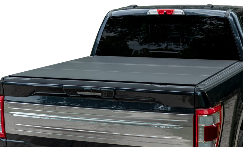 Access 2022+ Rivian R1T 4ft 6in Bed (w/ OEM Tonneau Track) LOMAX Folding Hard Cover - Carbon Fiber