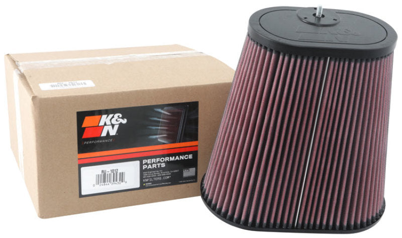 K&amp;N Universal Clamp-On Air Filter 3-1/8in Dual FLG  8-7/8in X 5-3/16 B 6-1/4in X 4IN T, 9inH W/STUD