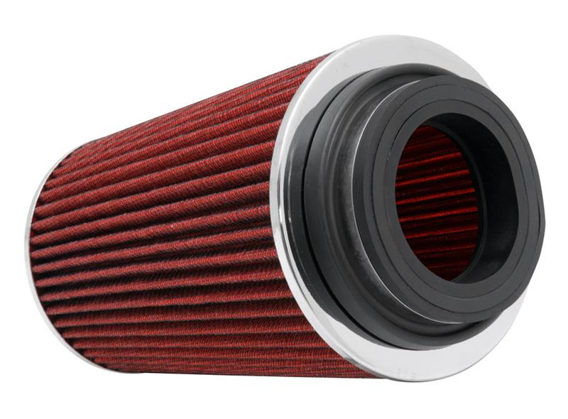 K&amp;N Universal Air Filter Chrome Round Tapered Red -4in Flange ID x 1.125in Flange Length x 5.5in H