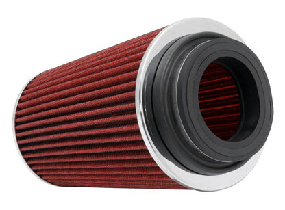 K&amp;N Universal Air Filter Chrome Round Tapered Red -4in Flange ID x 1.125in Flange Length x 5.5in H