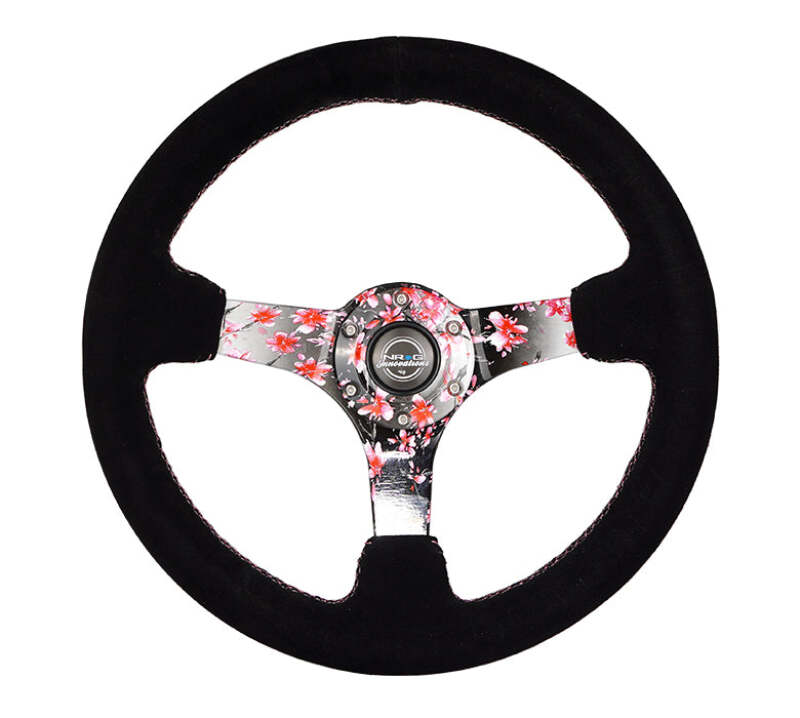 NRG RST-036SAK-S 350mm 3"DeepDish Sakura Hydro-Dipped Black Suede Steering Wheel