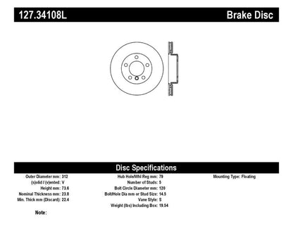 StopTech 9/07-09 BMW 328 Slotted &amp; Drilled Left Front Rotor