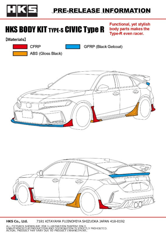 HKS 53004-AH003 TYPE-S Rear Spoiler for 2023-2025 Honda Civic Type R FL5