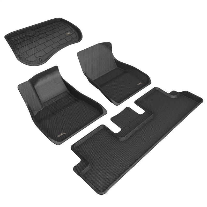 3D MAXpider 2018-2019 Tesla Model 3 Kagu 1st &amp; 2nd Row Floormats - Black