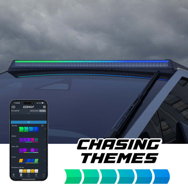 XK Glow Tesla Cybertruck XKmax 50in Roof LED Off-Road Light Bar w/ RGBW Chasing DRL &amp; App Control