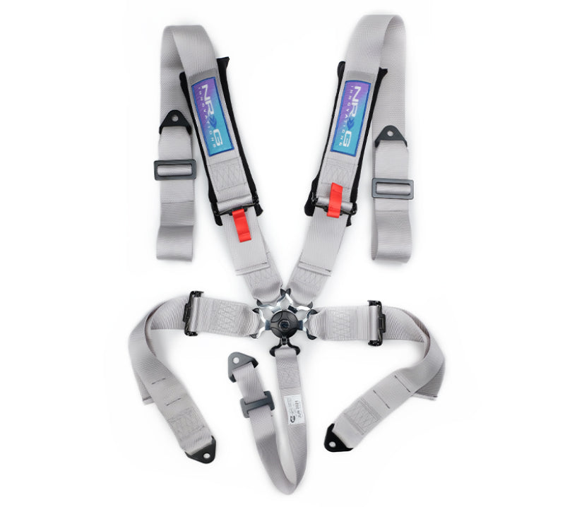 NRG SBH-B6PCSL 5-Point Cam-Lock Racing Seat Belt Harness Silver SFI 16.1 3in