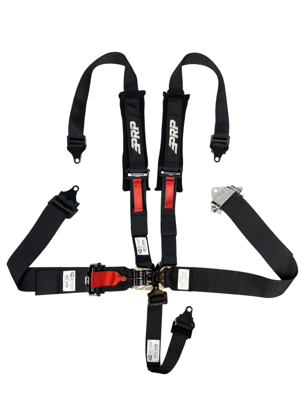 PRP 5 Pt Harness Latch and Link with 2in Shoulders-3in Lap Belts and Ratchet Straps SFI 16.1- Black