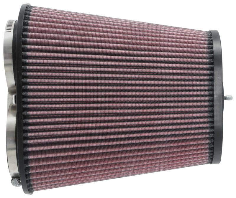 K&amp;N Universal Clamp-On Air Filter 3-1/8in Dual FLG  8-7/8in X 5-3/16 B 6-1/4in X 4IN T, 9inH W/STUD