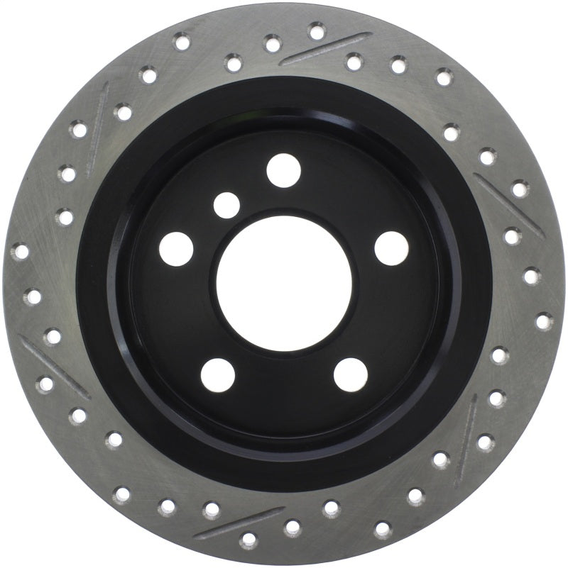 StopTech 14-15 Mini Cooper Base Slotted &amp; Drilled Rear Left Rotor