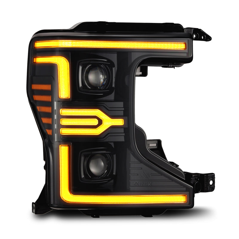 AlphaRex 20-22 Ford F-250/350/450 SD LUXX-Series LED Proj Headlights Alpha-Bk w/Acv Light SS &amp; SBDRL