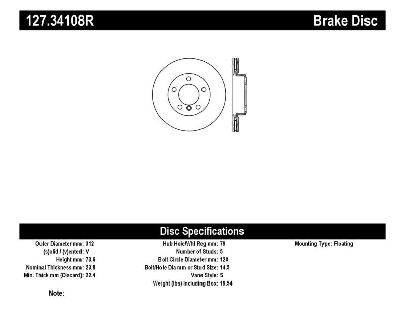 StopTech 9/07-09 BMW 328 Slotted &amp; Drilled Right Front Rotor