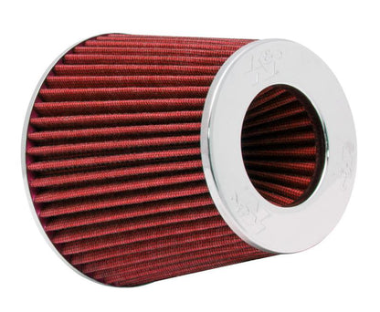 K&amp;N Universal Air Filter Chrome Round Tapered Red - 4in ID x 1.125in L x 5.5in H (Multi Lingual)