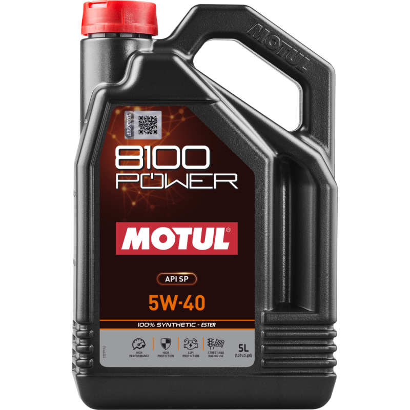 Motul 111809 8100 Power 5W-40 Full Synthetic Engine Oil - 5 L