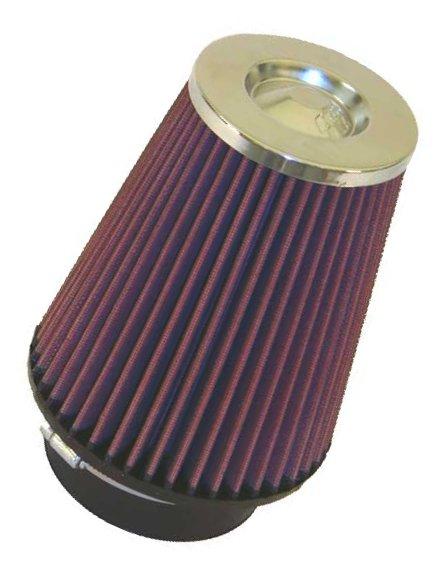 K&amp;N Universal Air Filter Chrome Round Tapered Red - 4in ID x 1.125in L x 5.5in H (Multi Lingual)