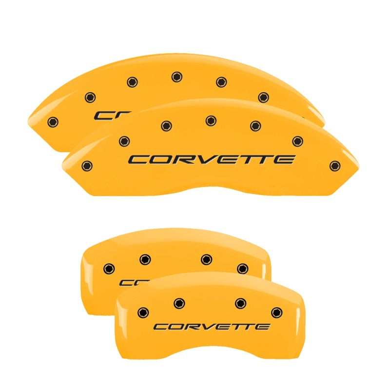 MGP 4 13007SCV5YL for Caliper Covers Engraved Front &amp; Rear C5/Corvette Yellow finish black ch x 9H