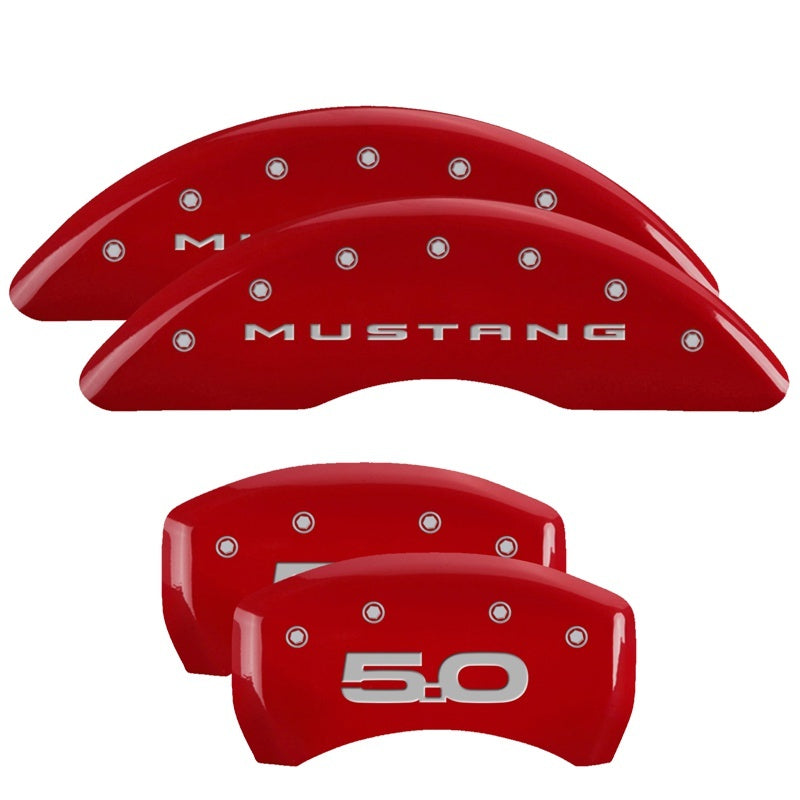 MGP 4 10200SM52RD for Caliper Covers Engraved Front 2015/Mustang Engraved Rear 2015/50 Red finish sil