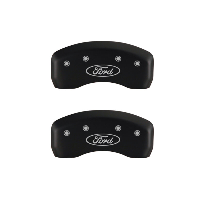 MGP 4 10220SFRDRD for Caliper Covers Engraved Front &amp; Rear Oval logo/Ford Red finish silver