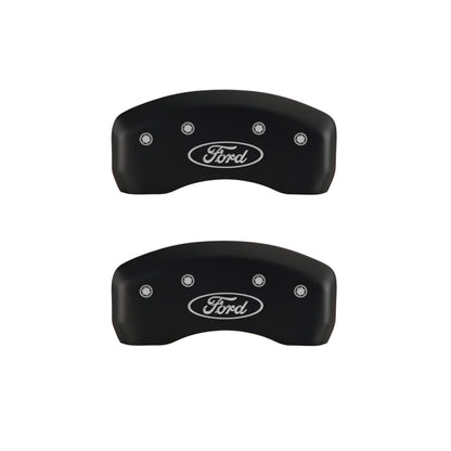 MGP 4 10220SFRDRD for Caliper Covers Engraved Front &amp; Rear Oval logo/Ford Red finish silver