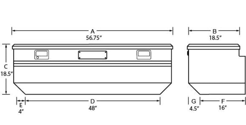 Tradesman Aluminum 79456 for Flush Mount Truck Tool Box (56in.) Black