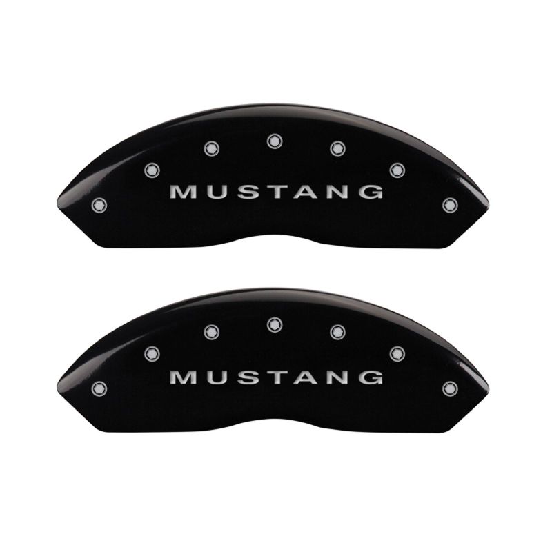 MGP 4 10197SMG2BK for Caliper Covers Engraved Front Mustang Engraved Rear S197/GT Black finish silver