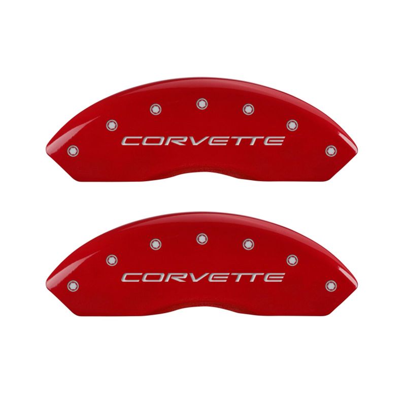 MGP 4 13007SCV5RD for Caliper Covers Engraved Front &amp; Rear C5/Corvette Red finish silver ch x 6H