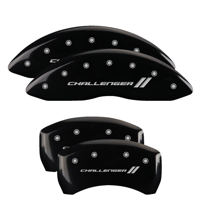 MGP 4 12162SCL1BK for Caliper Covers Engraved Front &amp; Rear With stripes/Challenger Black finish silve Deg) Elbow Reducing