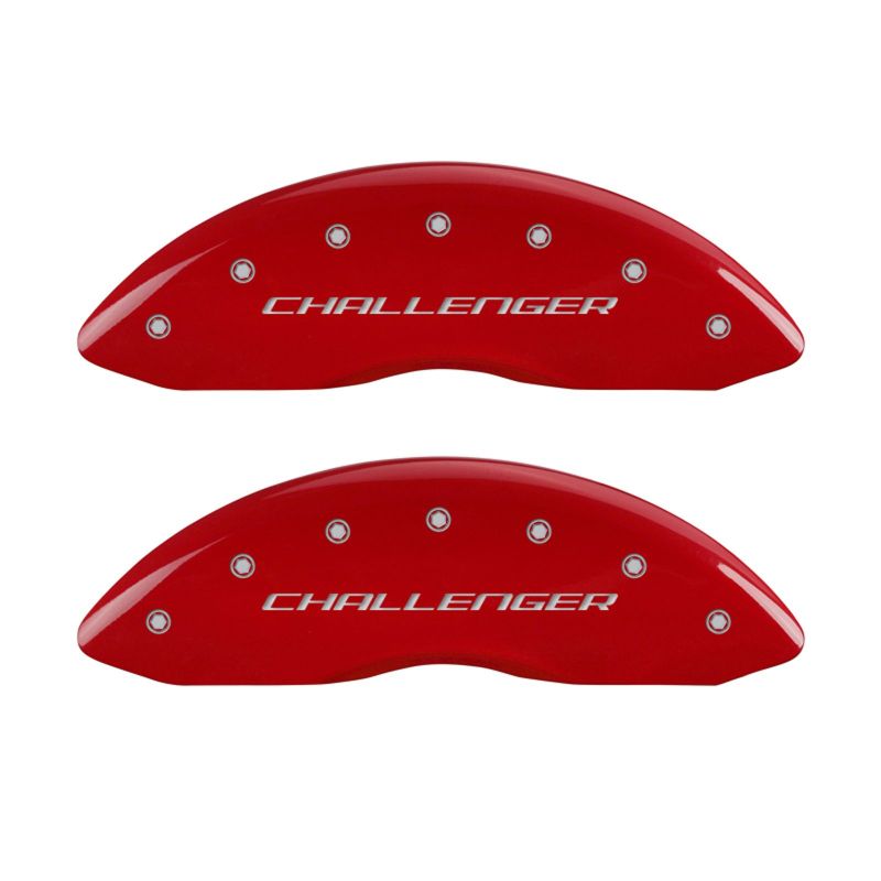 MGP 4 12162SCLBRD for Caliper Covers Engraved Front &amp; Rear Block/Challenger Red finish silver ch