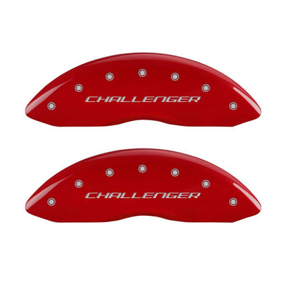 MGP 4 12162SCLBRD for Caliper Covers Engraved Front &amp; Rear Block/Challenger Red finish silver ch