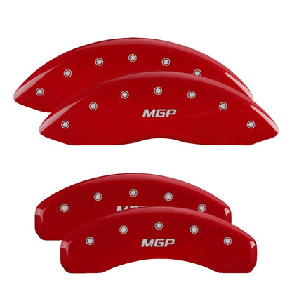 MGP 4 10219SRPTRD for Caliper Covers Engraved Front &amp; Rear Raptor Red finish silver ch